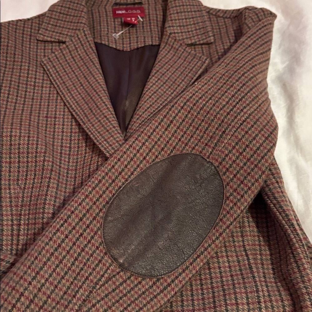 H&M Checkered Blazer with Elbow Patches - Picture 2 of 8